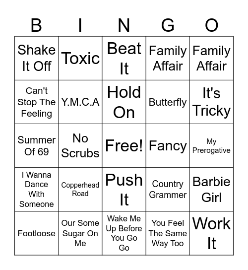 Music Bingo Card