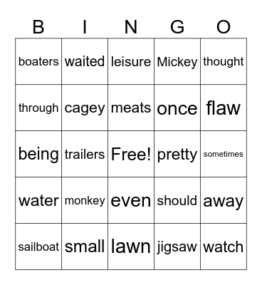 4th Grade Bingo Card