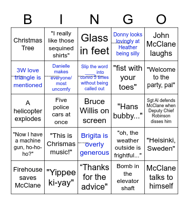 Xmas Wednesday Movie Nights - Die Hard Bingo Card