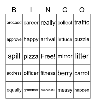week 15 spelling bingo araiza Bingo Card