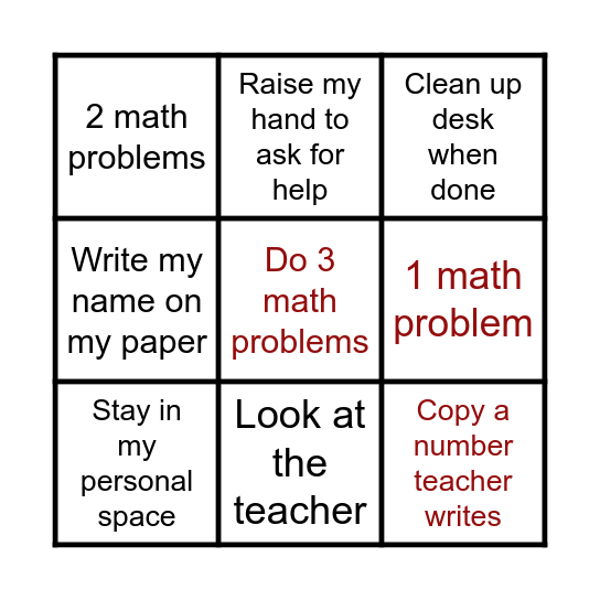 Royal's Bingo Card for Math Bingo Card