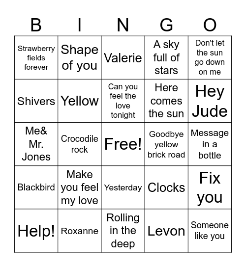 Across the Pond Bingo Card