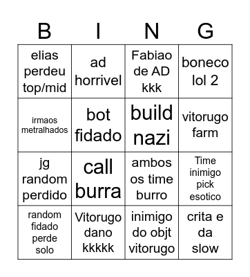 Alphabetinha Bingo Card