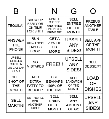 SERVER BINGO Card