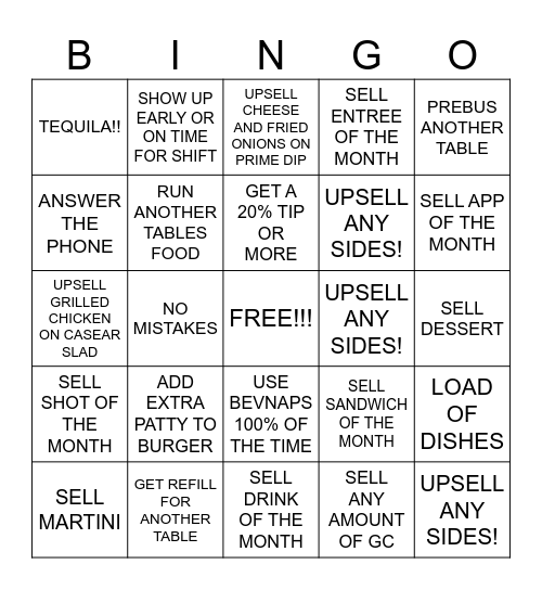 SERVER BINGO Card