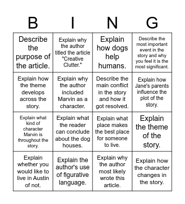 3rd Grade-ECR Bingo Card