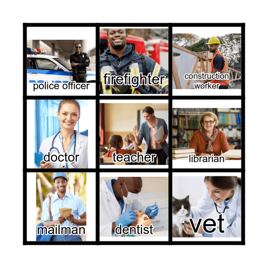 Community Helpers Bingo Card