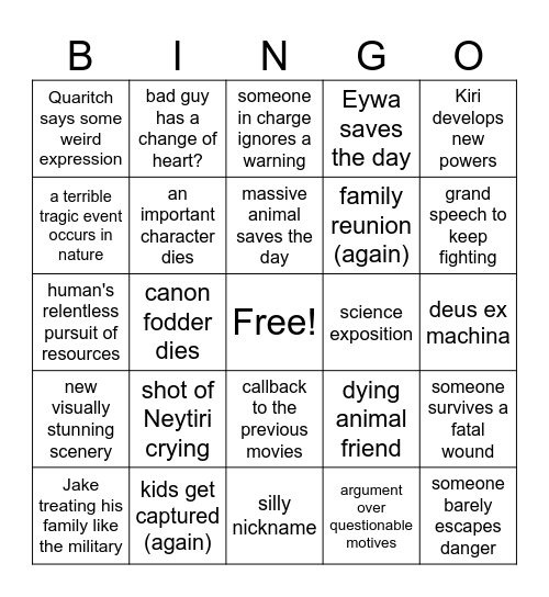 Fire and Ash Bingo Card