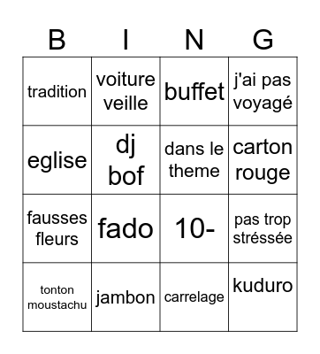 test Bingo Card