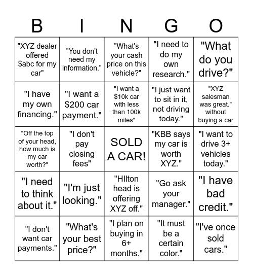 A Day in Sales Bingo Card