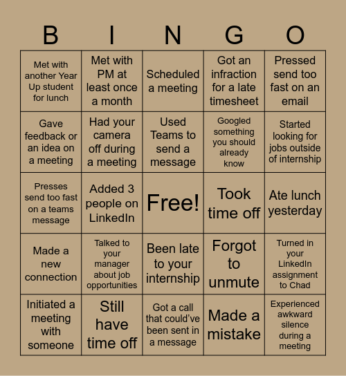 Untitled Bingo Card