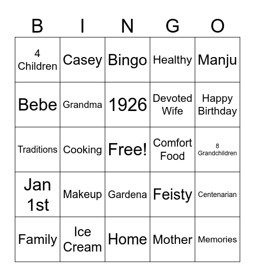 Untitled Bingo Card