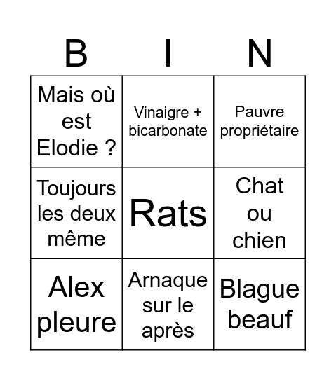 Cleaners Bingo Card