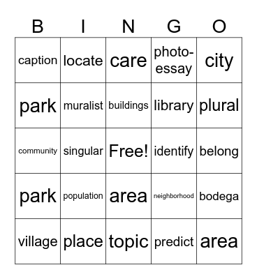 Unit 1 Part 2 Bingo Card