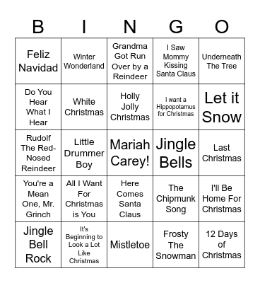 Christmas Jams Bingo Card