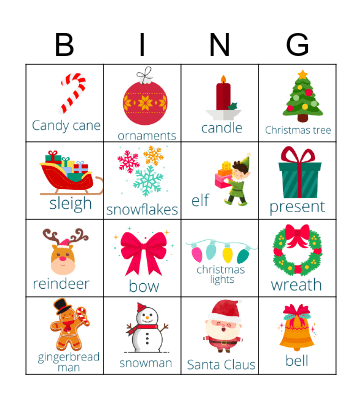 Christmas Vocabulary Bingo Card