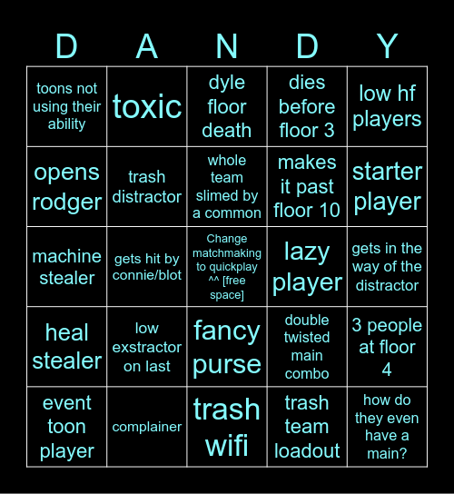 Matchmaking chaos Bingo Card