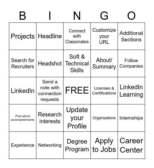 LinkedIn Bingo Card