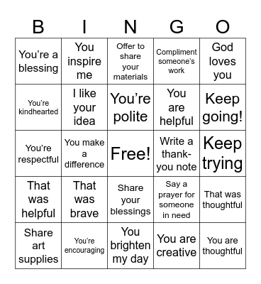 Proverbs 16:24 SWEET WORDS BINGO Card