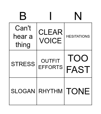 POSTURE and ATTITUDE Bingo Card