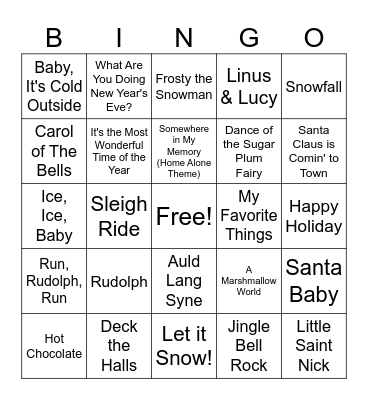 Holiday Singo Bingo Card