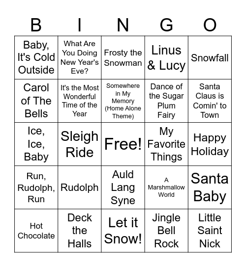 Holiday Singo Bingo Card