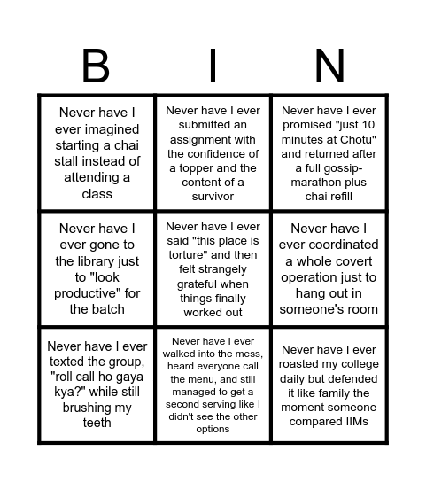 Anusmriti 4.0 Bingo Card