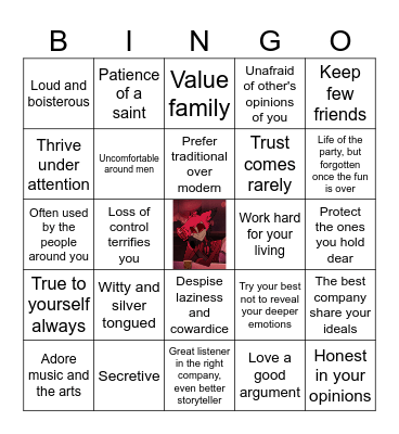 Alastor IRL Bingo Card