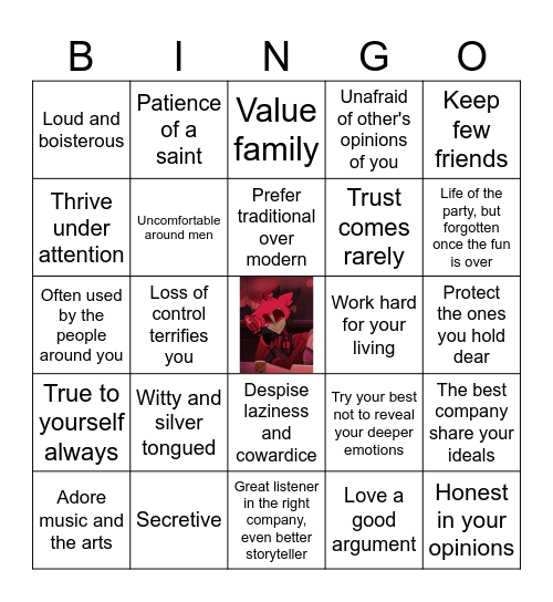 Alastor IRL Bingo Card