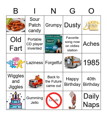Sukumar's 40th Birthday Bingo Card