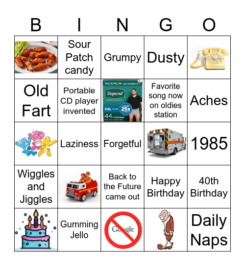 Sukumar's 40th Birthday Bingo Card