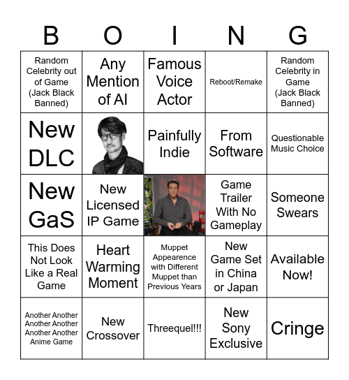 The Biggest Night in Gaming '25 Bingo Card