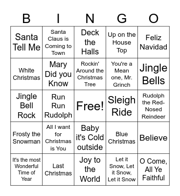 Christmas Music Bingo Card