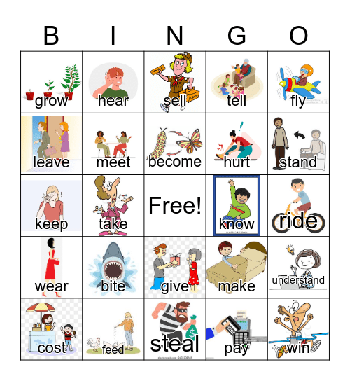 irregular base forms Bingo--words and images Bingo Card