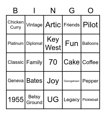 Mike and Nev Birthday Bingo Card