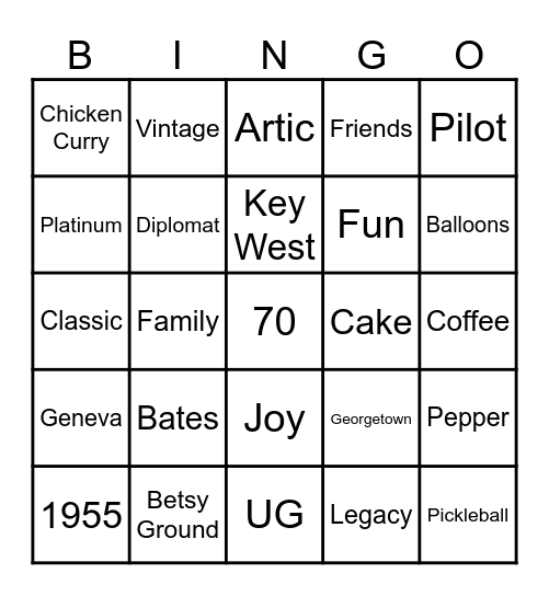 Mike and Nev Birthday Bingo Card