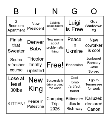 2026 Bingo Card