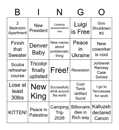 2026 Bingo Card