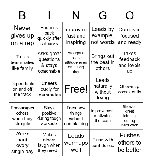 Compliment Bingo Card