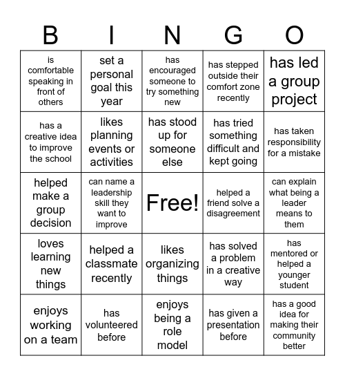 LEADERSHIP BINGO Card