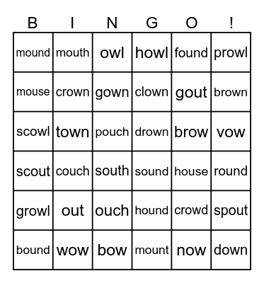 <ow> sounds Bingo Card