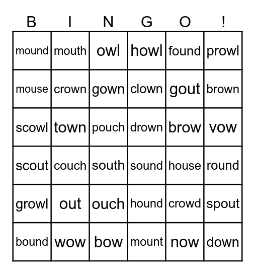 <ow> sounds Bingo Card