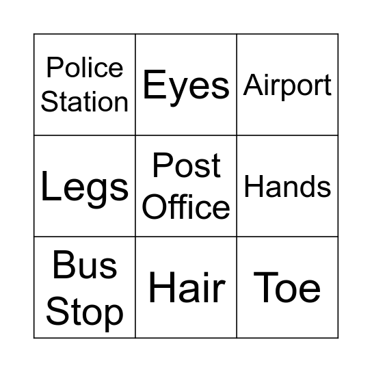 7th Grade's bingo Card