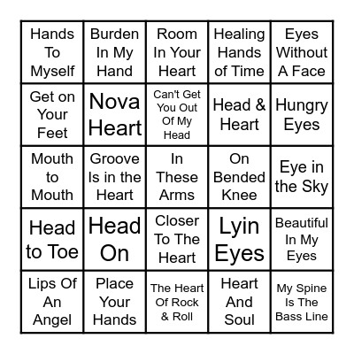 BODY PARTS Bingo Card