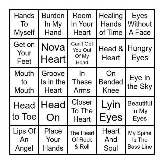 BODY PARTS Bingo Card