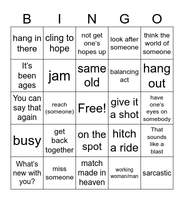 Speaking 5-7 Idioms and Telephone Conversation Review Bingo Card