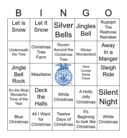 FFA Christmas Song Bingo Card