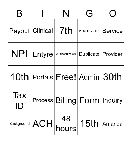 Untitled Bingo Card