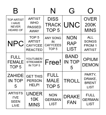 Untitled Bingo Card
