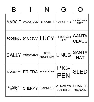 PEANUTS WINTER WONDERLAND Bingo Card